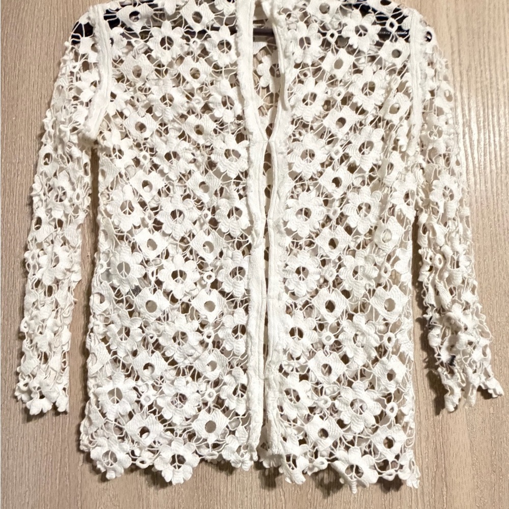 Sandro Paris White Crochet Lace Top – Size 1 (US Small) - Picture 16 of 16